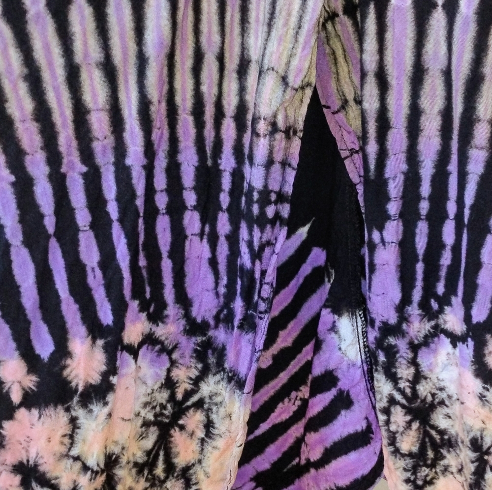 ☯️Black Tie-dye Palazzo Pants w/Split Sides M - Picture 4 of 5